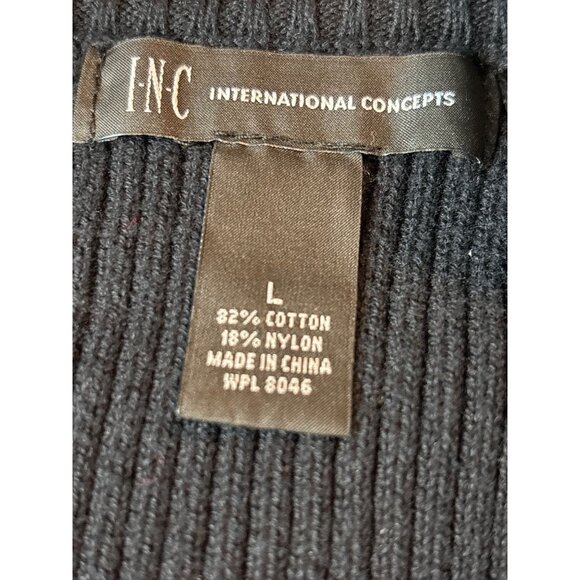 Inc Zip-Up Ribbed Knit Cardigan Sweater Size L Black - Picture 8 of 11